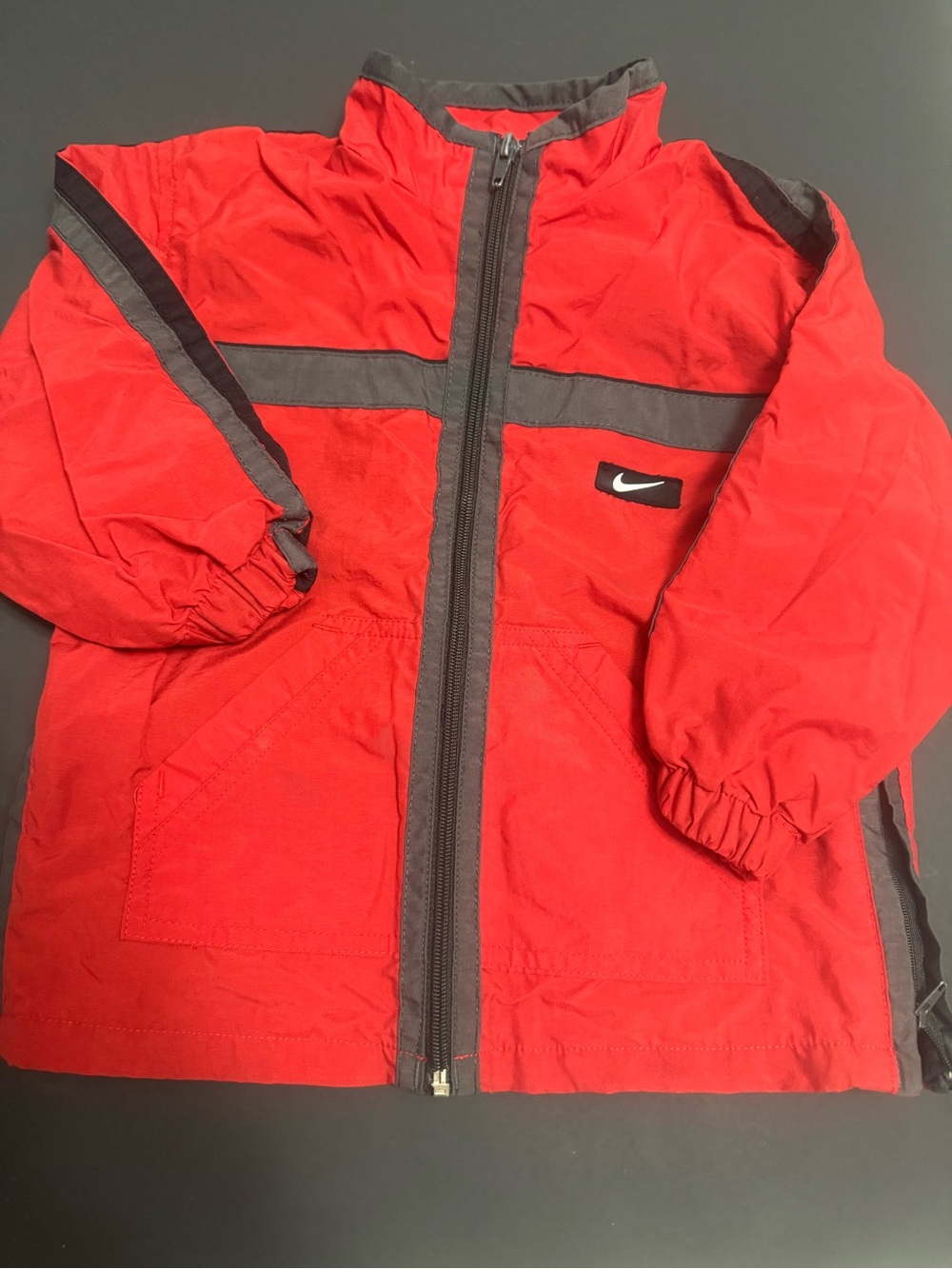 Nike Kids Red and Gray Zip Front Windbreaker